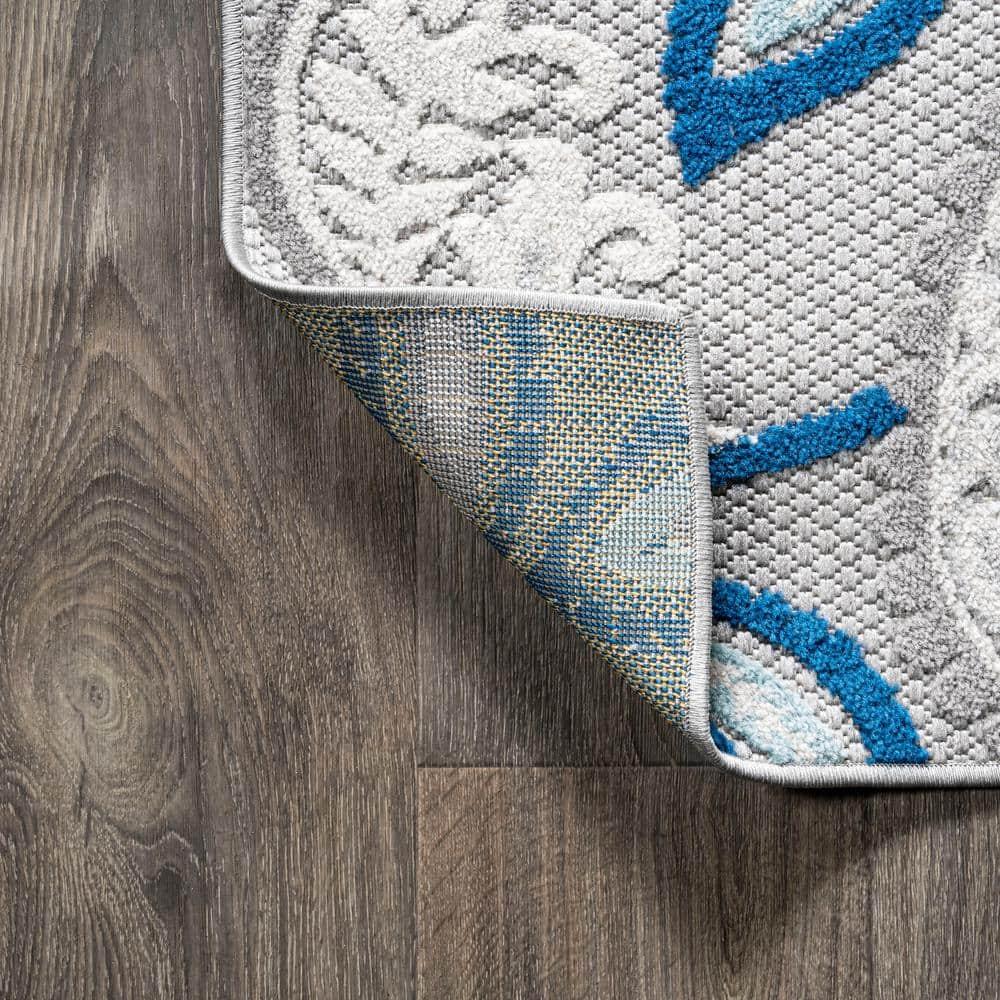 5'x8' Julien Paisley High-Low Indoor/Outdoor Area Rug, Blue/Light Gray - JONATHAN Y