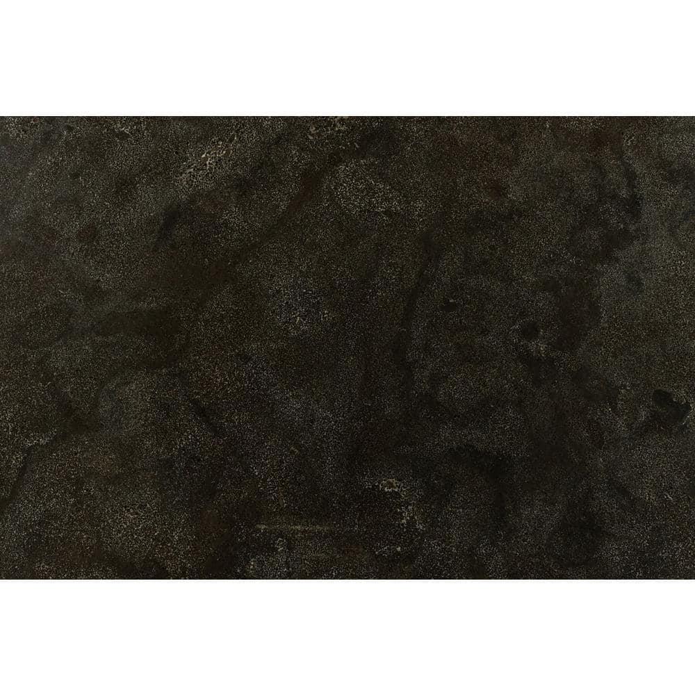 The Bianco Collection Stella 31" Round Italian Black Marble Coffee Table with Walnut Legs