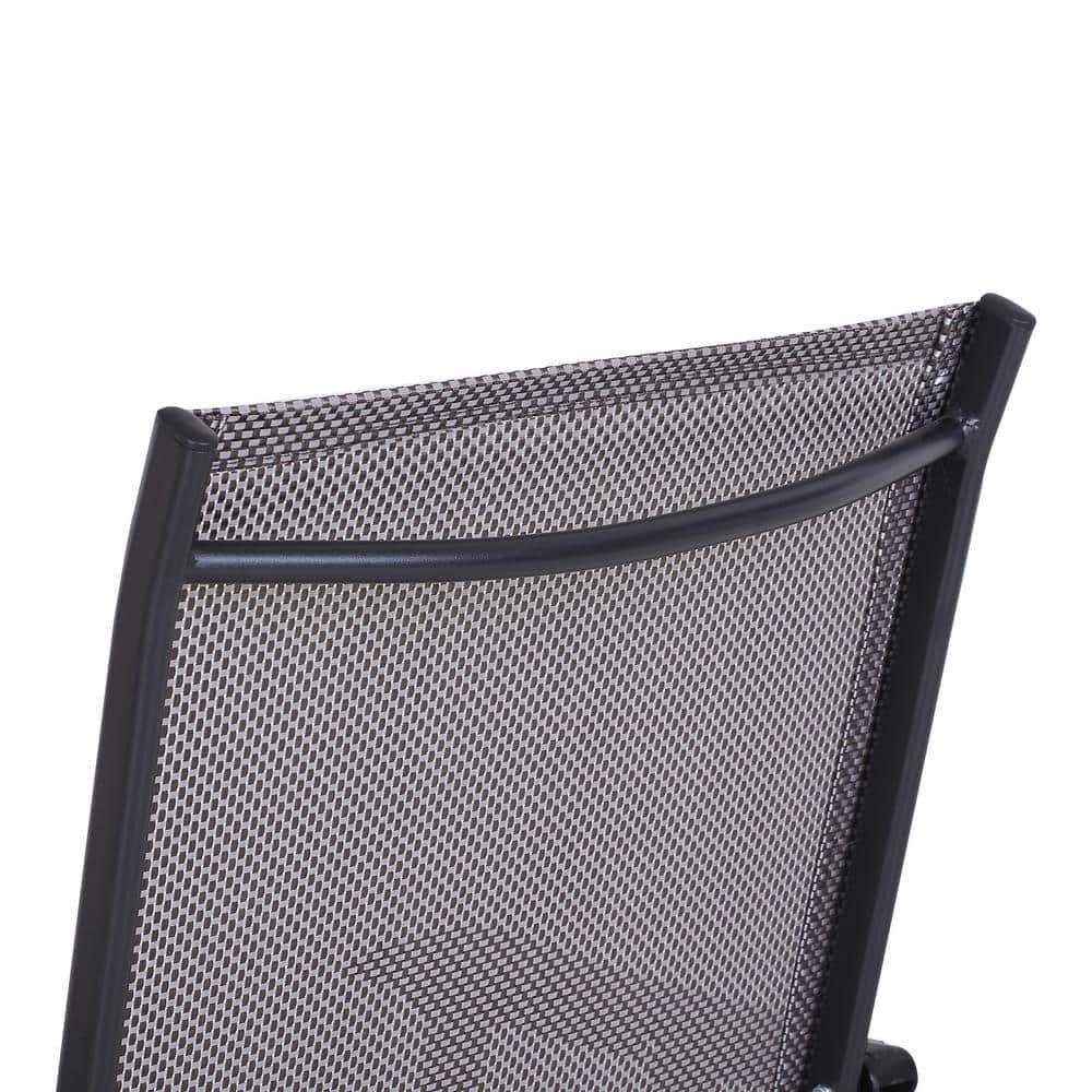 Outsunny Set of 2 Patio Folding Chairs, Stackable Outdoor Sling Chairs with Armrests for Lawn, Camping, Dining, Beach, Metal Frame, Gray