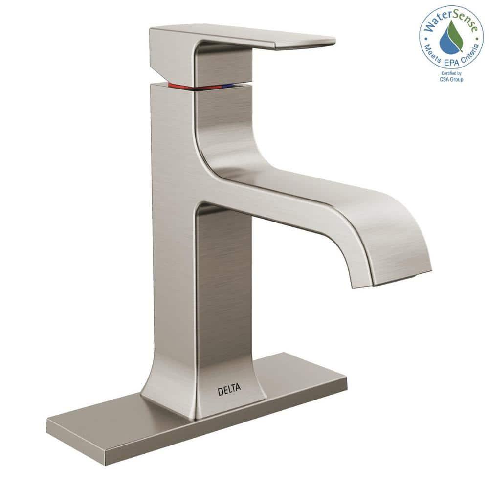 Velum Single Hole Curved Bathroom Faucet with Drain Assembly, Single Handle Bathroom Sink Faucet