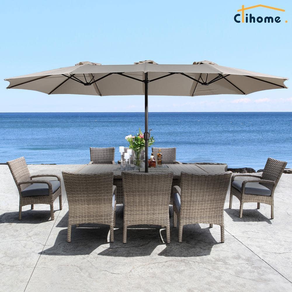 clihome 15 Ft Patio Market Umbrella with Base