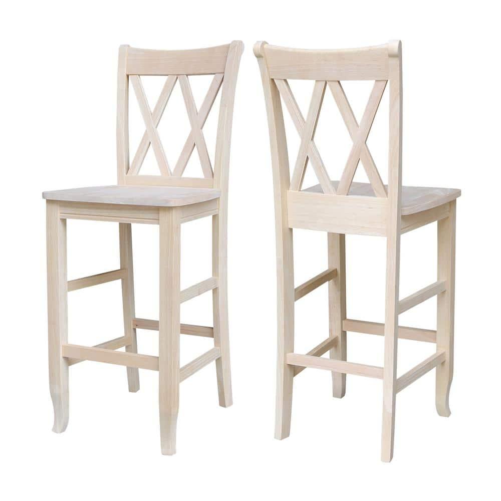 International Concepts 30" Double X Back Counter Height Barstool Unfinished: Solid Wood, Armless