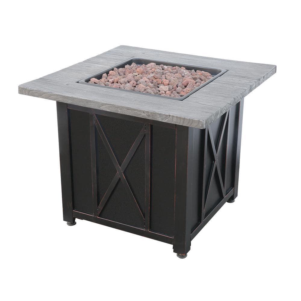 Endless Summer 30" Square LP Gas Outdoor Fire Pit with Weathered Wood Grain Printed Mantel