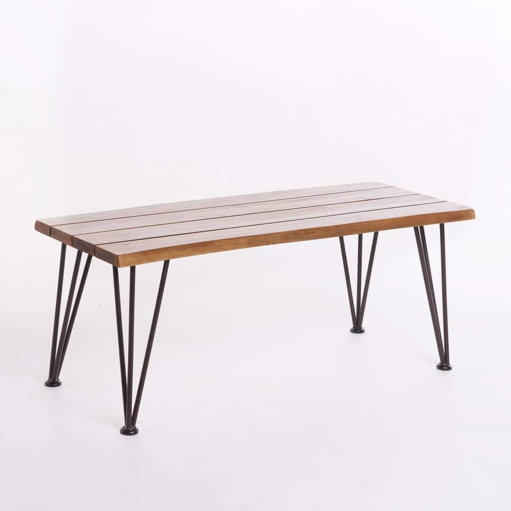 Zion Industrial Coffee Table: Weather-Resistant Acacia, Iron Frame - Christopher Knight Home