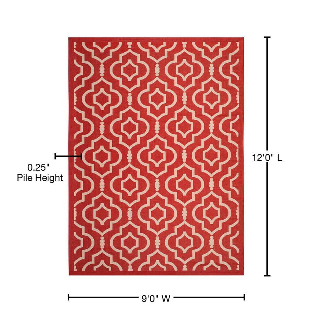 Courtyard CY6926 Power Loomed Indoor and Outdoor Area Rug - Red/Bone - 9'x12' - Safavieh