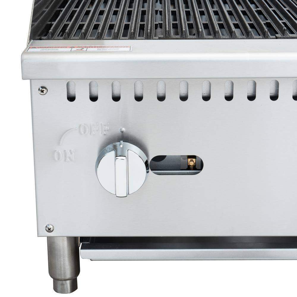 24 in. Commercial 2-Burner Natural Gas Charbroiler with 60,000 BTU in Stainless-Steel (KM-GCB2-24M)