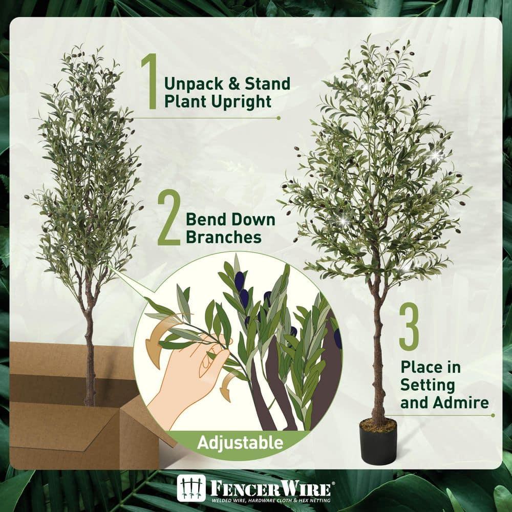 CAPHAUS CAPHAUS Artificial Olive Tree with Fruit, Fake Potted Topiary Tree with Dried Moss, 5 / 6 / 7 Feet