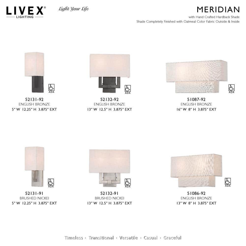Livex Lighting Meridian 2 - Light Wall Light in  Brushed Nickel