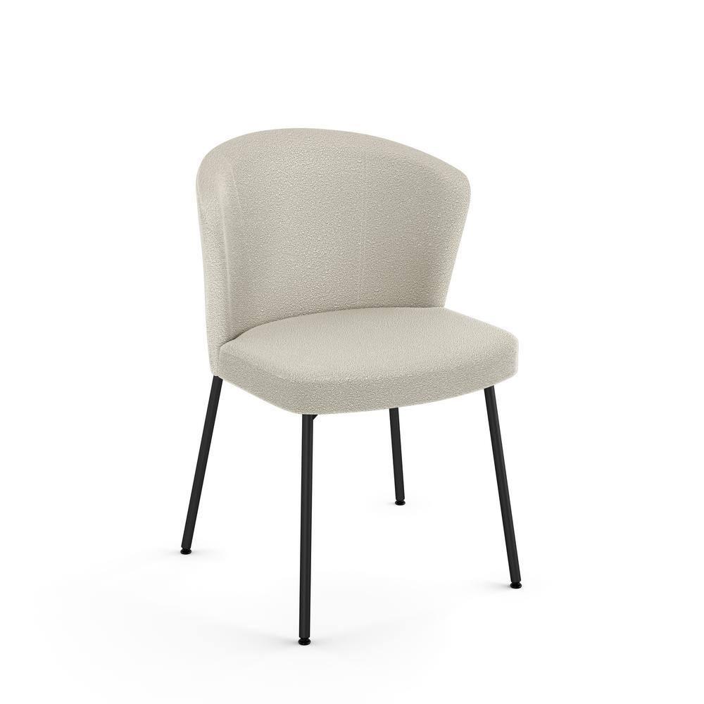 Amisco Camilla Dining Chair - Cream Bouclé Polyester / Black Metal