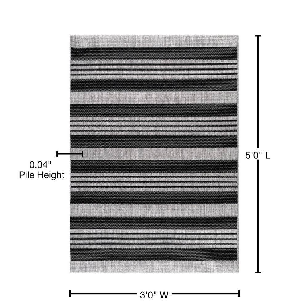 nuLOOM 3' x 5' Outdoor Performance Area Rug, OEKO-TEX Certified, Weather Resistant, High Traffic, Patio, Balcony, Outside, Robin Grey