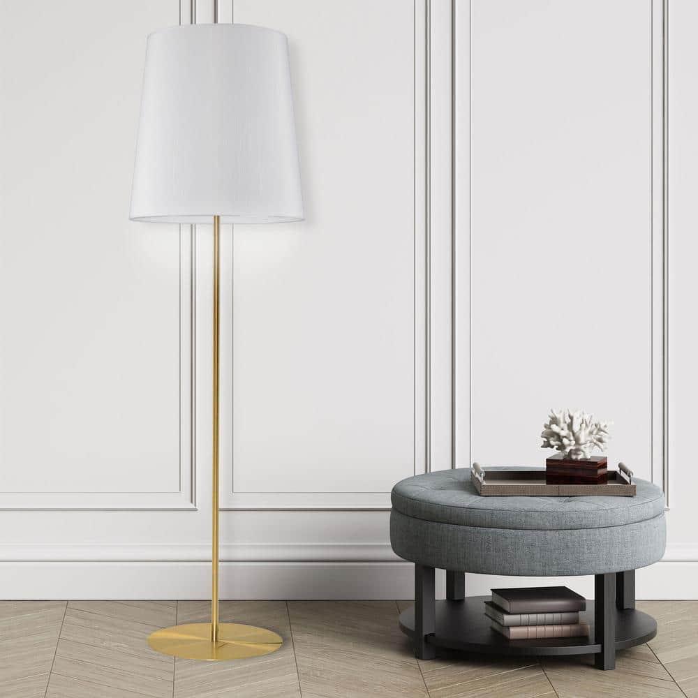 Transitional 68.5" White and Black Free Standing Floor Lamp