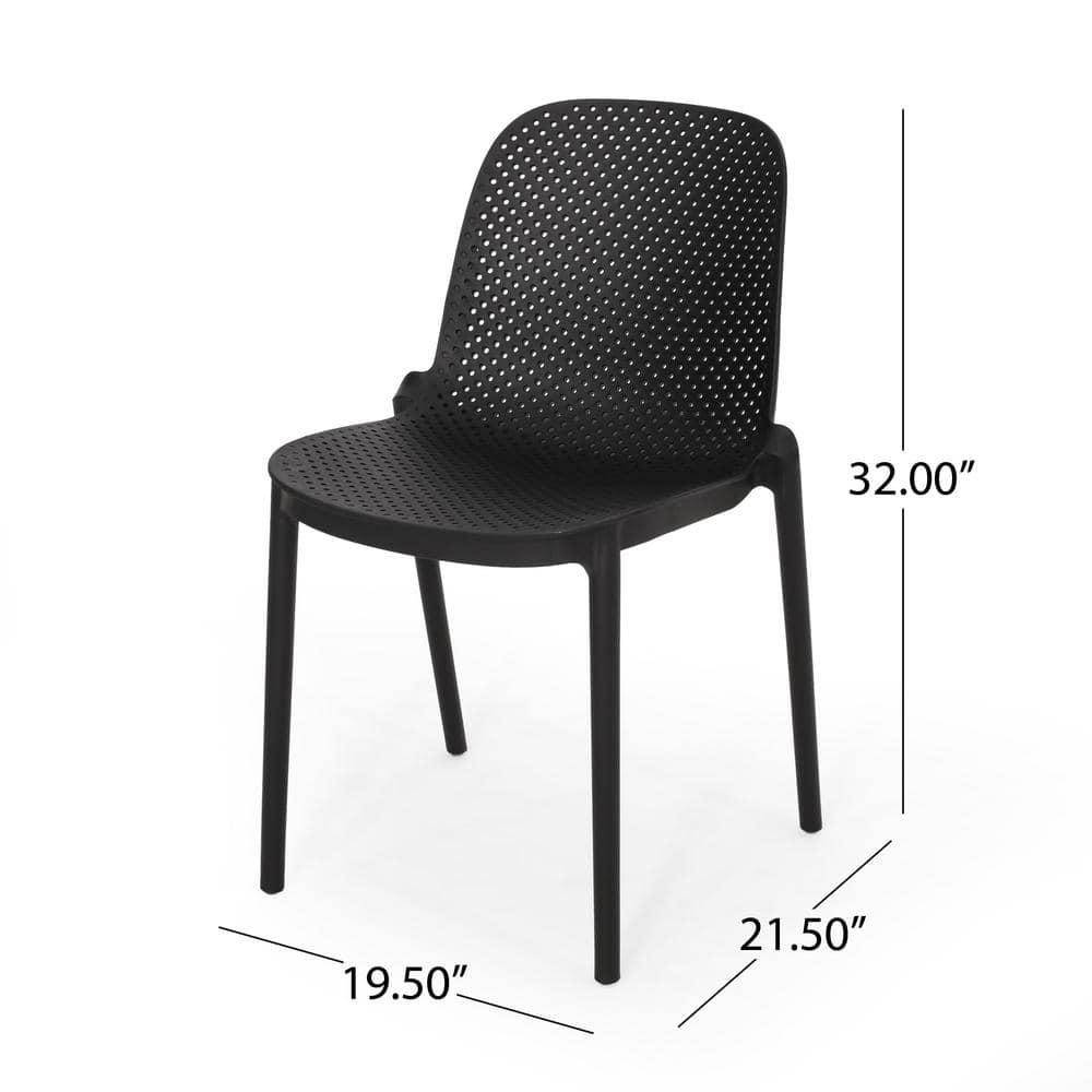 Noble House Ivy Stacking Plastic Patio Dining Side Chair in White (Set of 4)