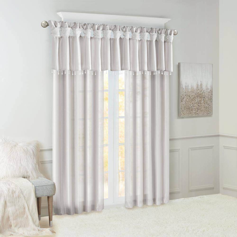 Madison Park Emilia Lightweight Faux Silk Single Valance with Beads