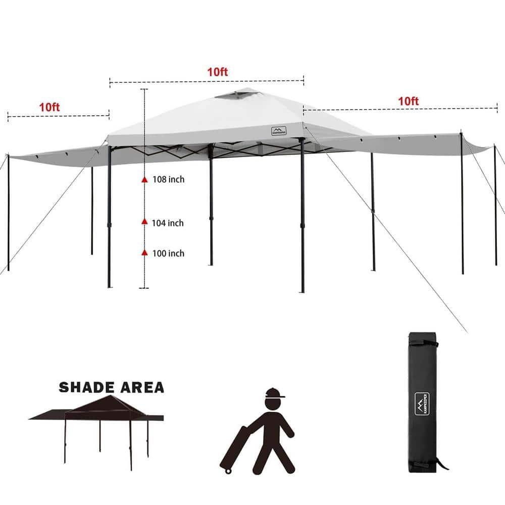 KAMPKEEPER 10x10 Easy Pop Up Canopy Tent with 2 Sidewalls, Instant Outdoor Shade Shelter with 2 PCS Removable 10FT Sun Walls, Quick Setup Waterproof and UV-Resistant for Patio, Camping, Backyard