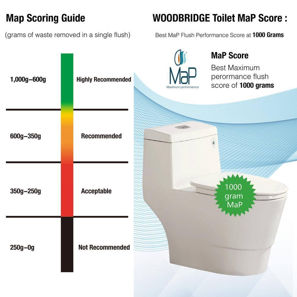 1.28 GPF Elongated ADA Height One Piece Dual-Flush Toilet with Soft-Closing Seat,MAP Flushing 1000G