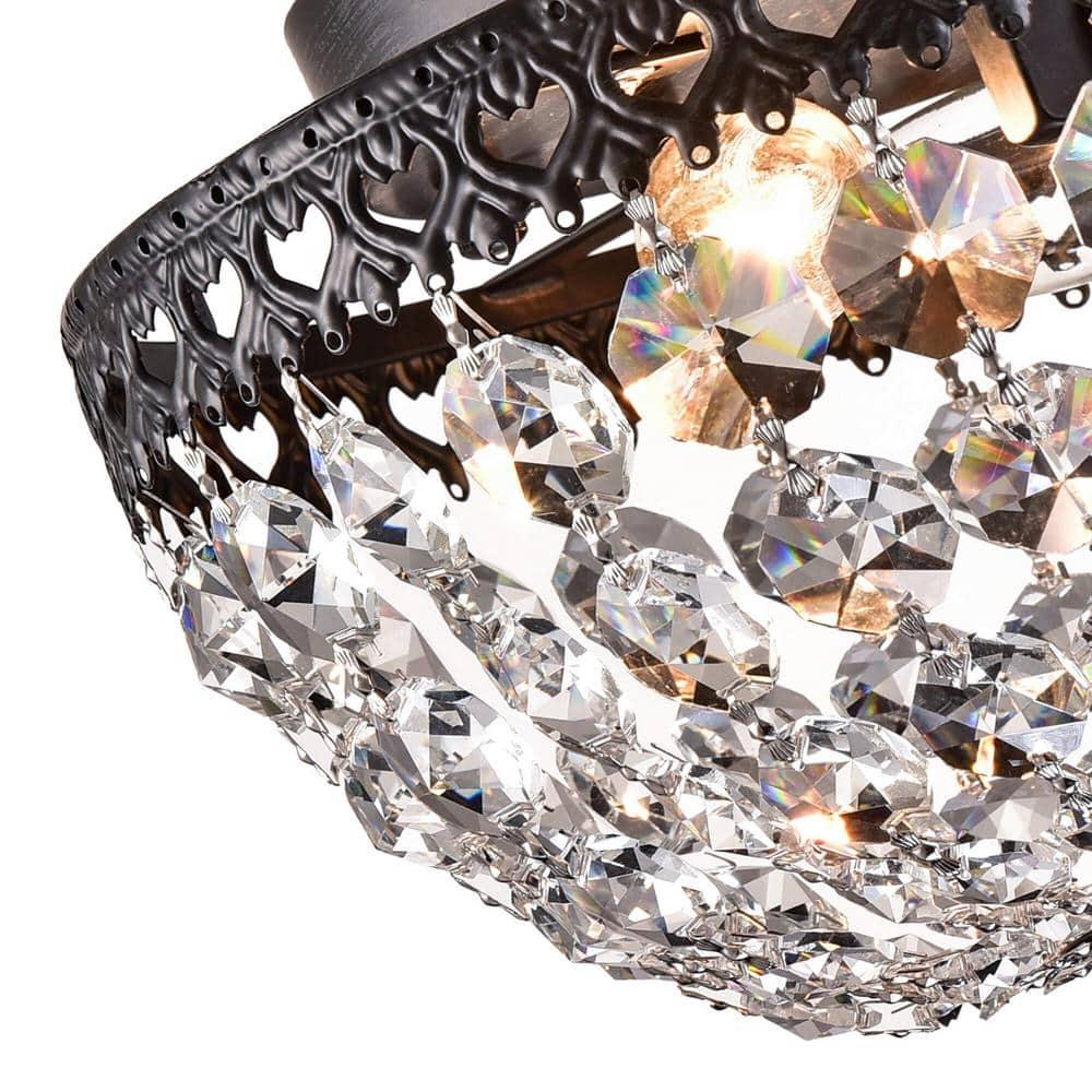 The Lighting Store Antique Black Rita Crystal Flush Mount Chandelier