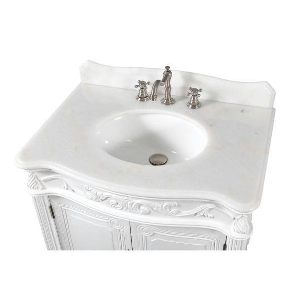 32" Benton Collection Fiesta Antique Victorian Classic Style White Bathroom Vanity CF-2873W-AW