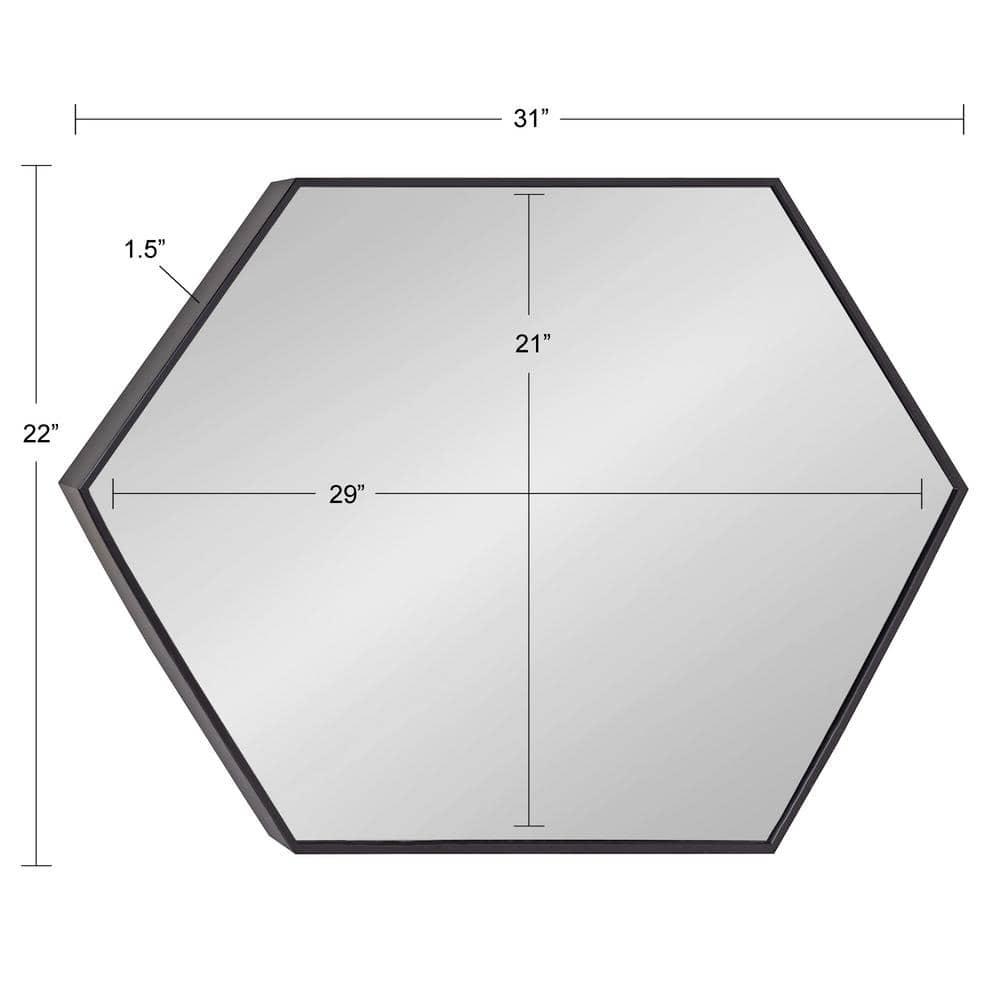 Kate & Laurel All Things Decor 22" x 31" Rhodes Hexagon Wall Mirror Black: Modern Style, No Assembly, Wall Mounted