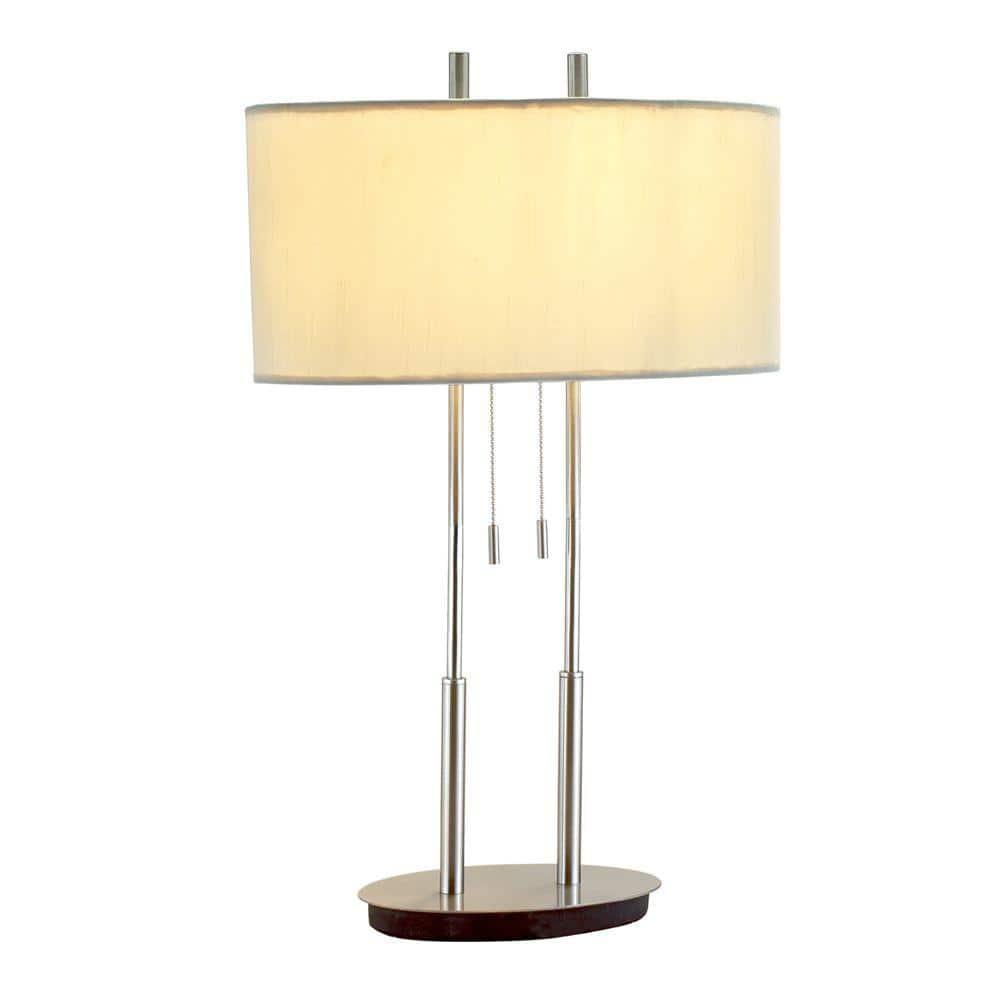 Duet Table Lamp Silver - Adesso: Modern Accent Lighting, Polyester Shade, Metal Body, ETL Listed