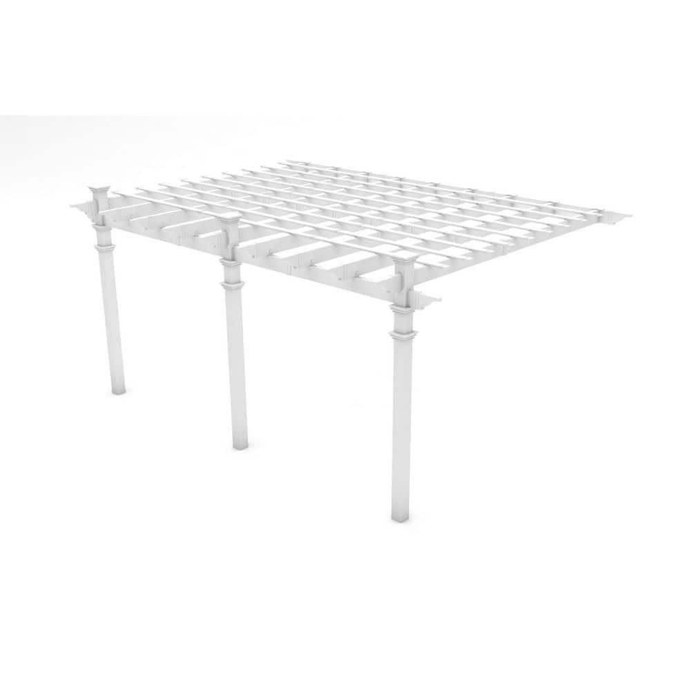 Vita Valencia 12 ft x 16 ft White Vinyl Attached Pergola, VA42086
