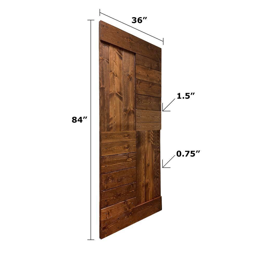 IsLife L Series Paneled Solid Wood Sliding Barn Door with Installation Hardware Kit -Assembly Needed