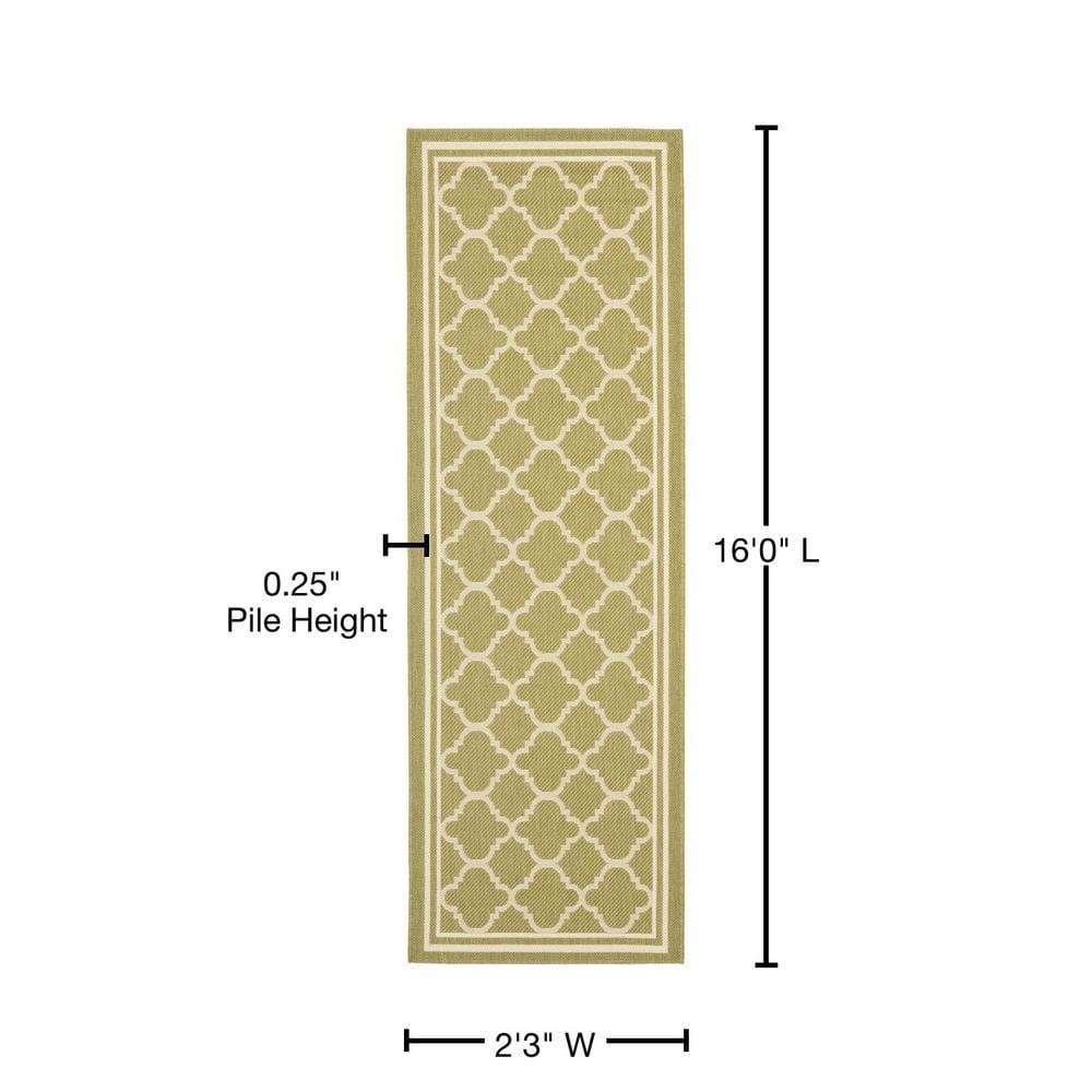 Courtyard CY6918 Power Loomed Indoor/Outdoor Runner Rug - Green/Beige - 2'3"x16' - Safavieh.