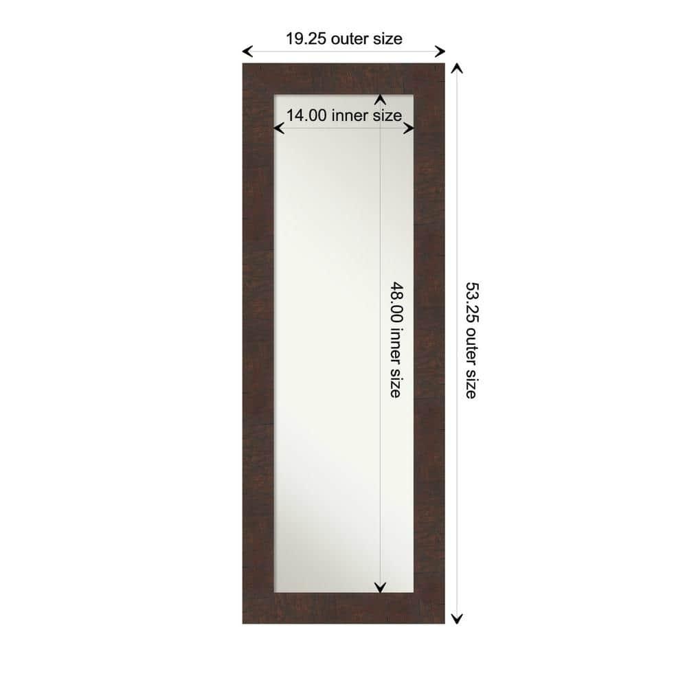 19" x 53" Non-Beveled Wildwood Brown Full Length on The Door Mirror - Amanti Art: Polystyrene Frame, Includes Mounting Hardware