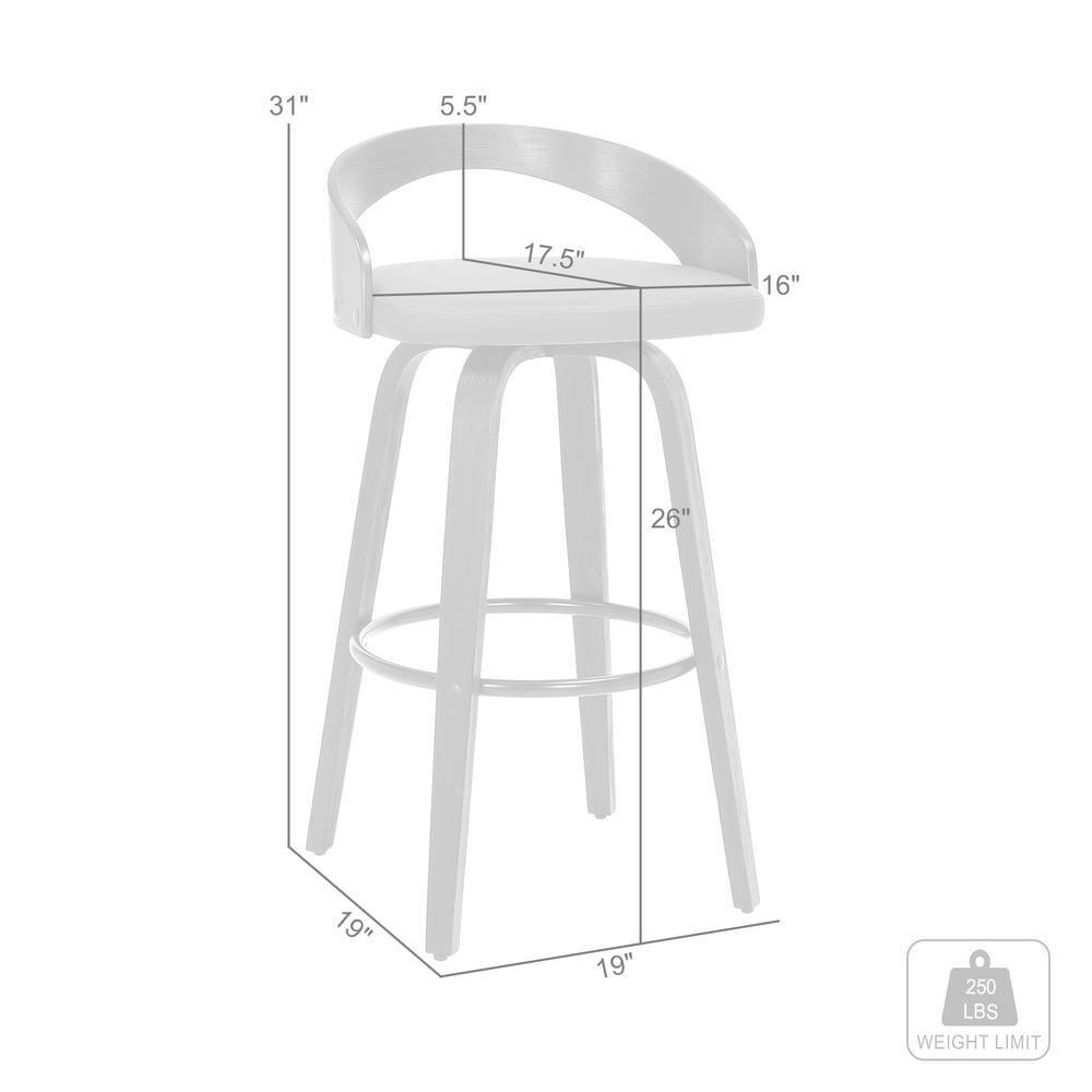 Sonia 26 in.  Counter Height Swivel Cream Faux Leather and Walnut Wood Bar Stool