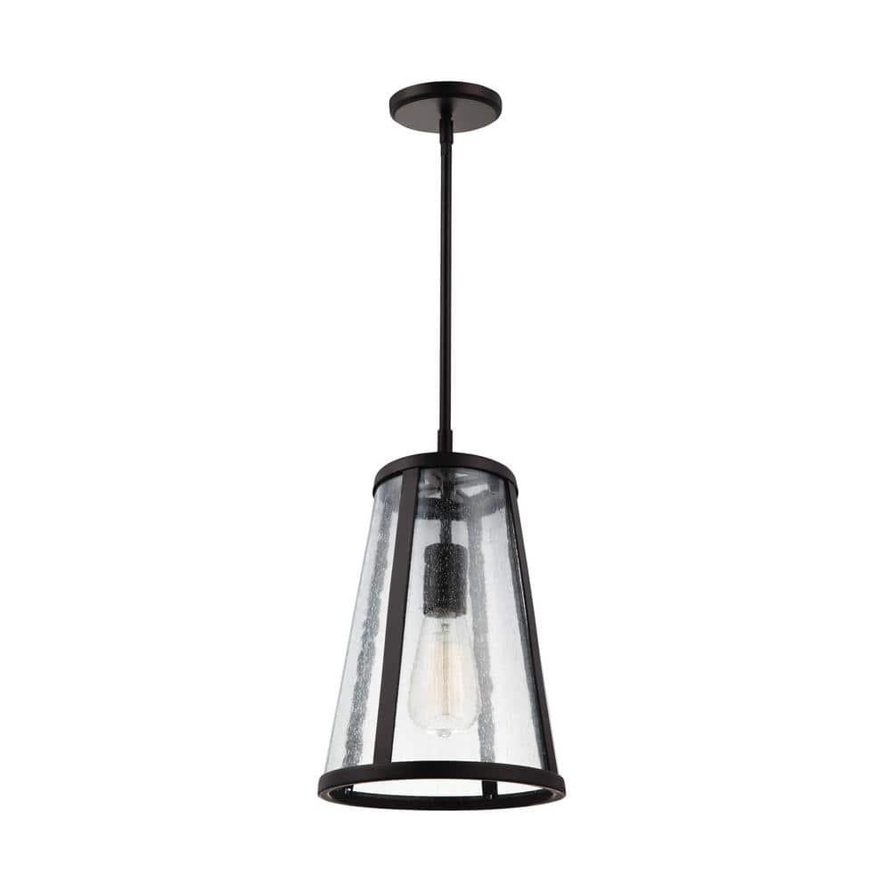 Generation Lighting Harrow 1 -Light Oil Rubbed Bronze Modern/contemporary Clear glass Dome Mini Hanging Pendant light