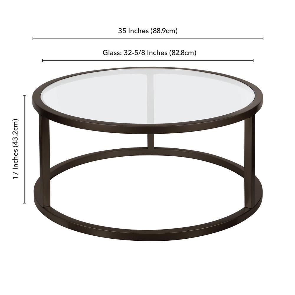 Evelyn&Zoe Parker 35" Wide Round Coffee Table, Blackened Bronze