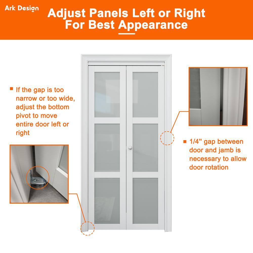 Frosted Glass And Solid Manufactured Wood Bi-Fold Door With Installation Hardware Kit