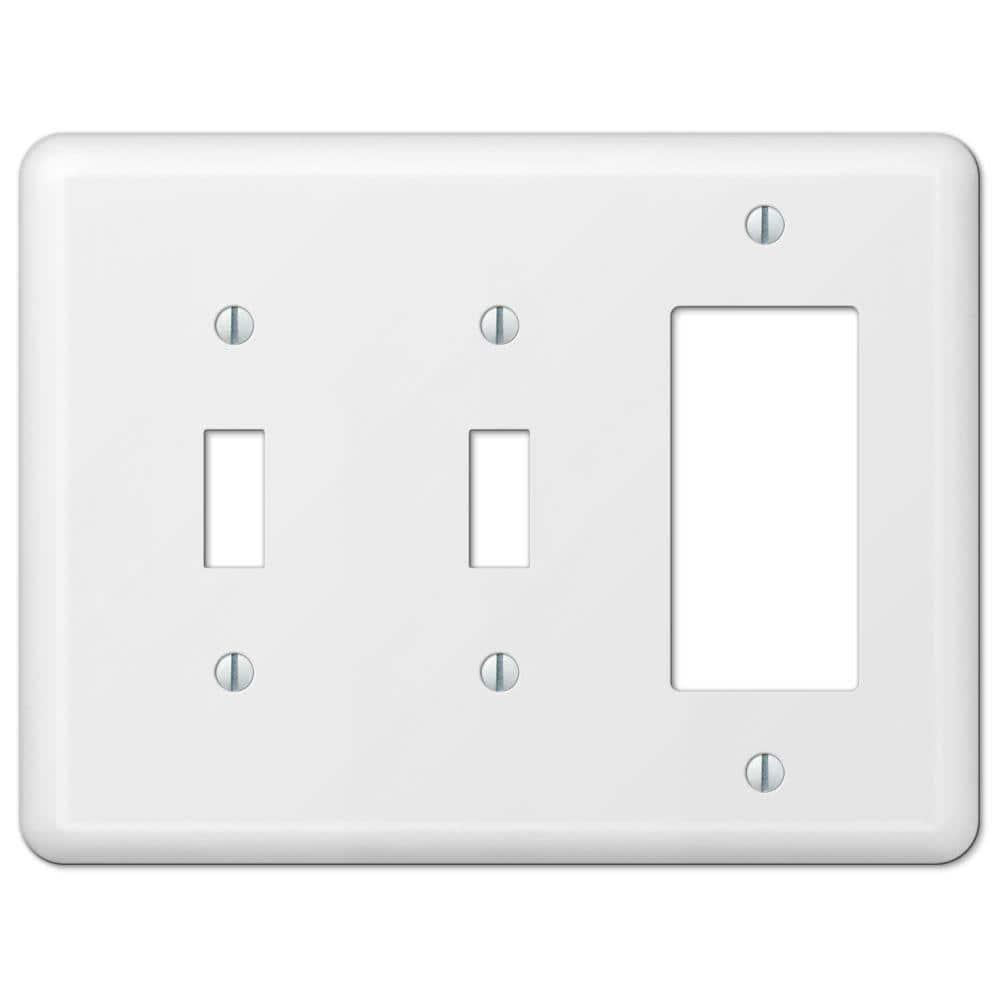 Amerelle 935TTRW Devon Wallplate, 2 Toggle / 1 Rocker, Steel, White, 1-Pack