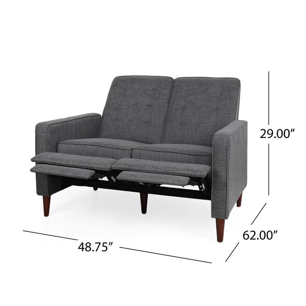 Noble House Craigue Fabric Tufted Loveseat Pushback Recliner, Gray