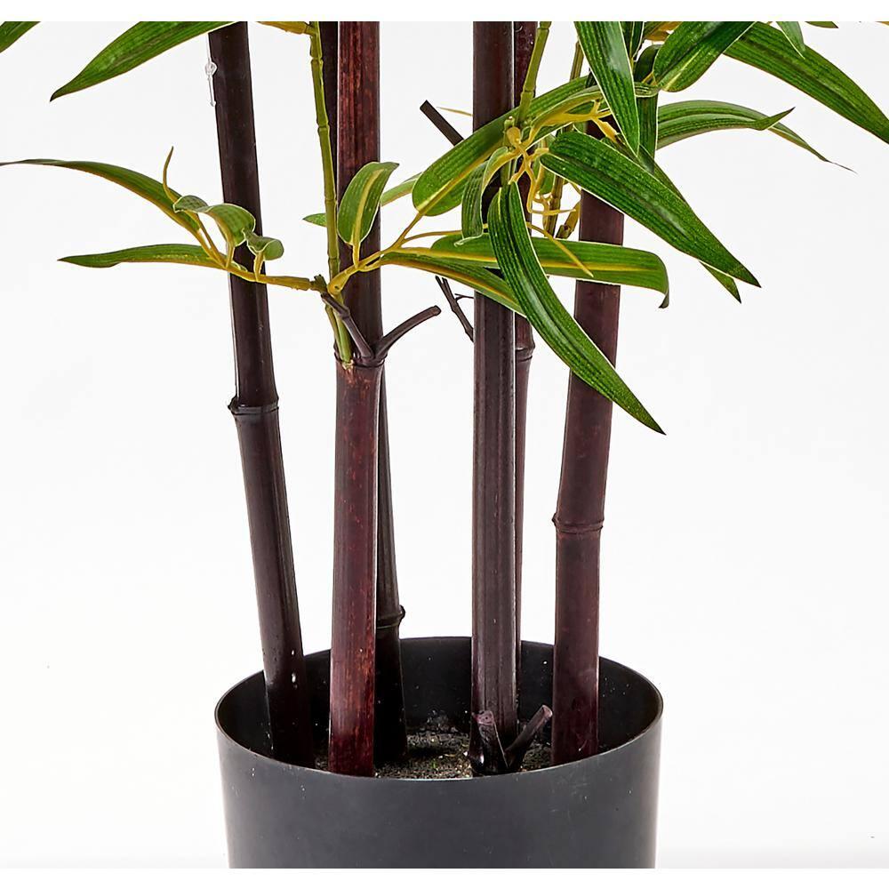 Eternal Spring 49" Silk Bamboo Potted Plant in Black Pot