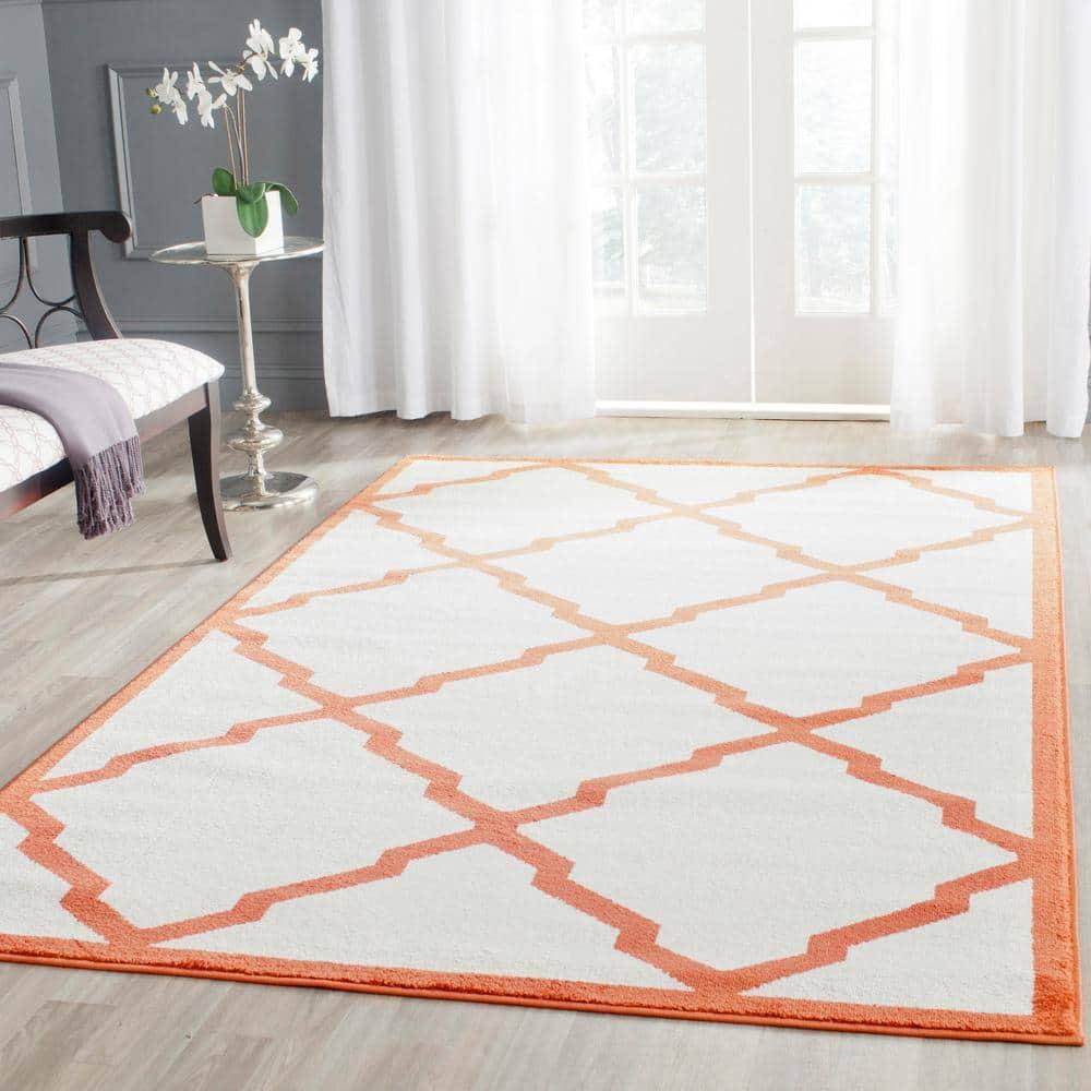 Amherst AMT421 Power Loomed Indoor Area Rug - Beige/Orange - 6'x9' - Safavieh