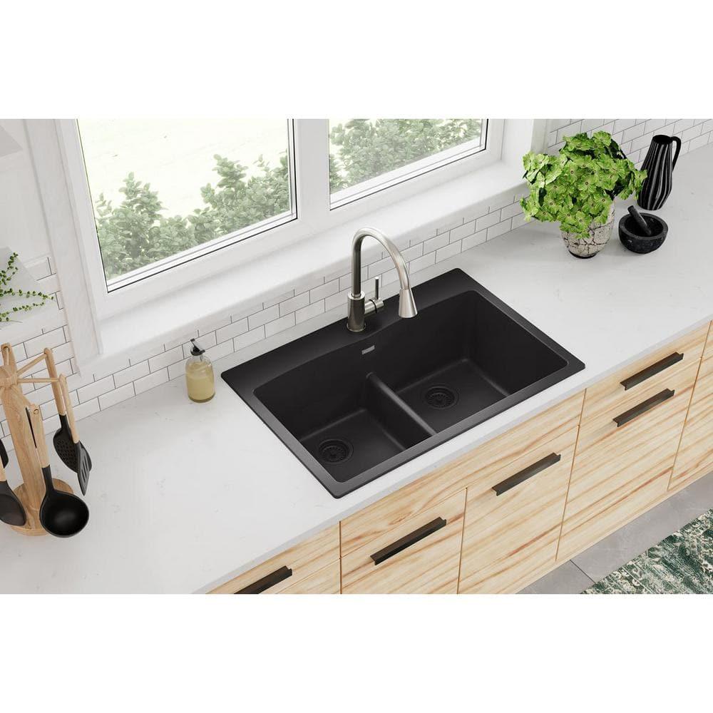 Quartz Classic 33" x 22" x 10" Double Basin Drop-In Kitchen Sink