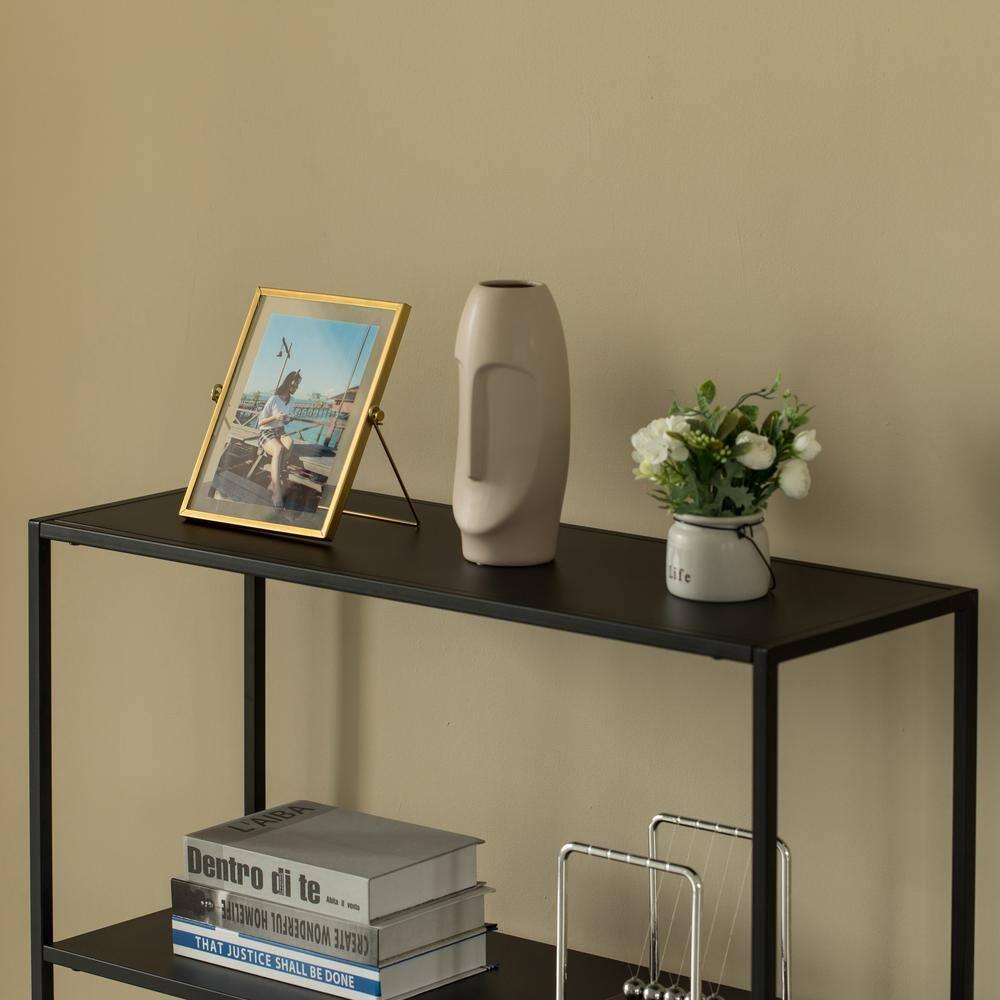 Modern Display Metal Console Table with Open Shelf, for Dining, Entryway and Hallway, Black