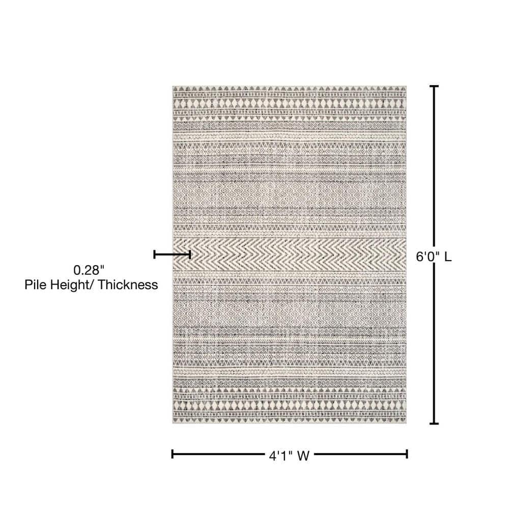 Nuloom Catherina Trellis 4x6 Indoor Area Rug for Living Room Bedroom Dining Room Kitchen, Grey/Ivory
