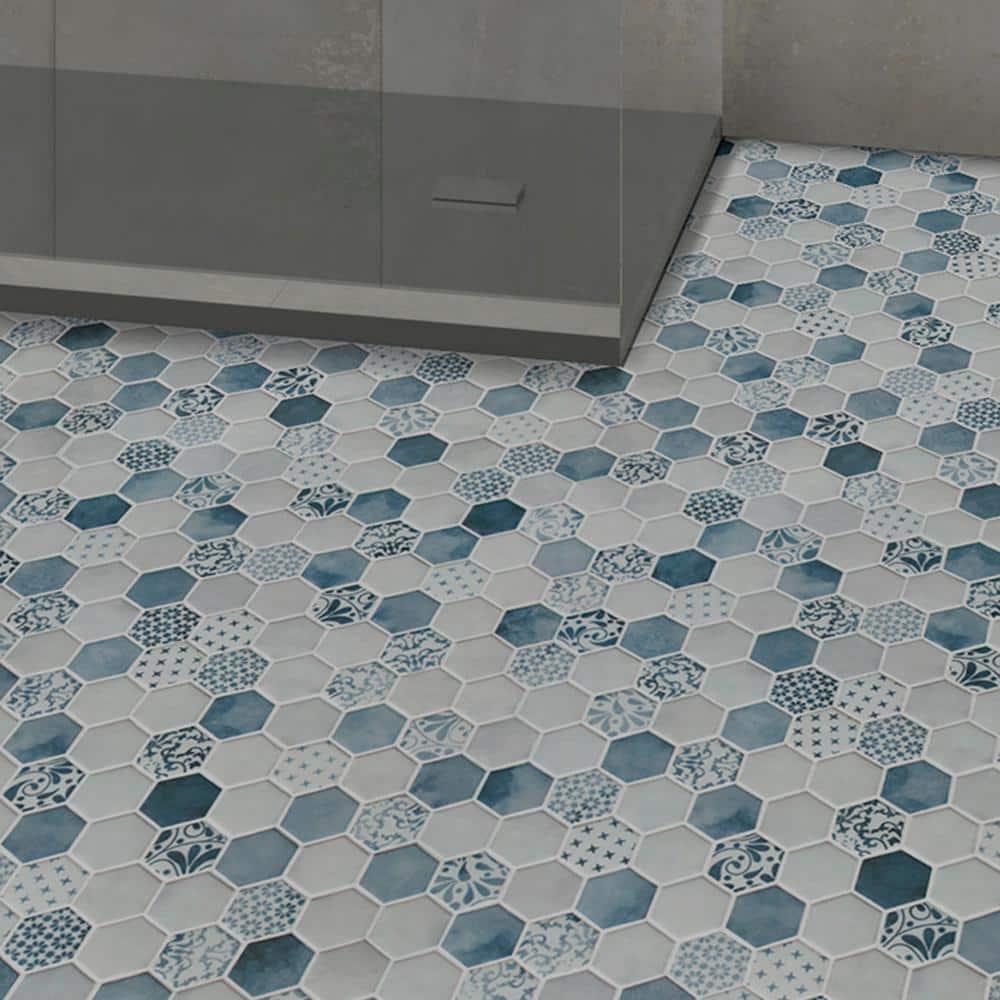 Sunwings 11.7" x 10.2" Recycled Glass Honeycomb Wall & Floor Tile