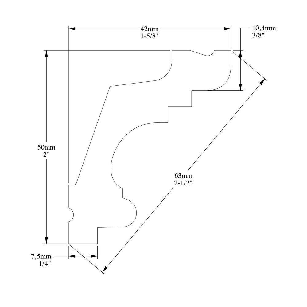 1-5/8 in x 2 in x 78-3/4 in Primed White Plain Polyurethane Crown Moulding (Set of 2)