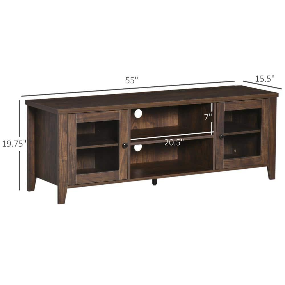 HOMCOM Modern TV Stand, Entertainment Center with Shelves and Cabinets for Flatscreen TVs up to 60" for Bedroom, Living Room, Coffee