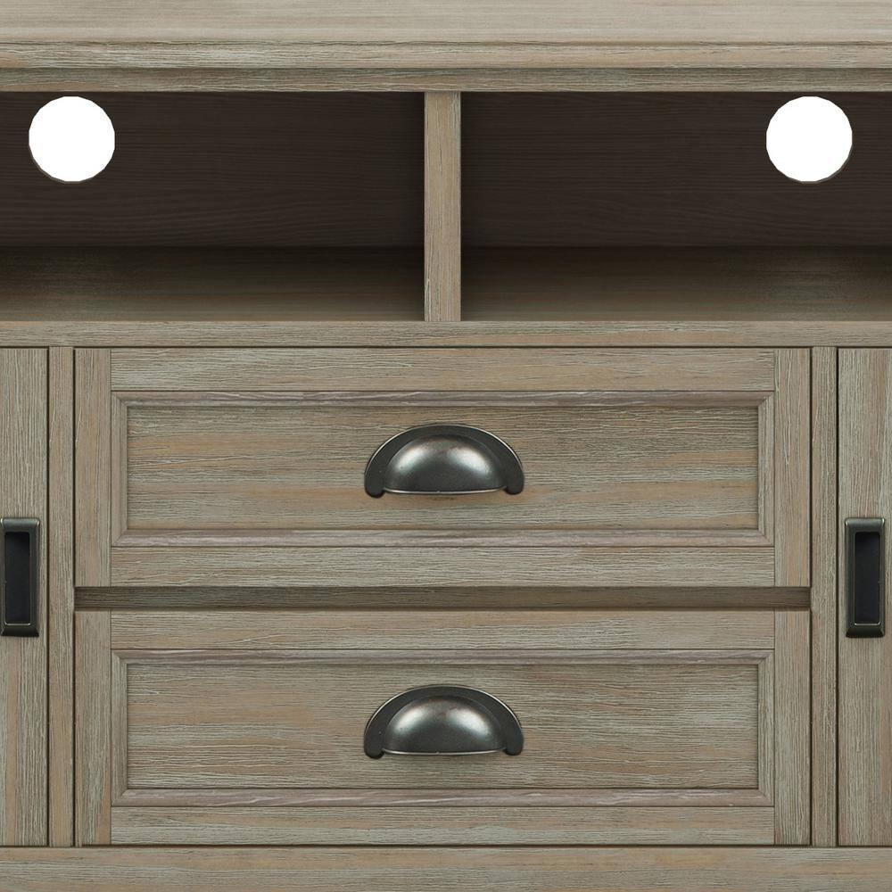 Simpli Home Burlington 72"W Solid Wood TV Stand for TVs up to 80" with 4 Cabinets