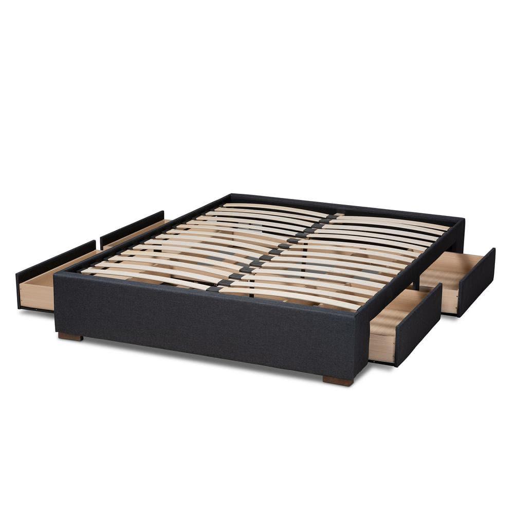 Baxton Studio Leni 4-Drawer Storage Queen Bed in Dark Gray