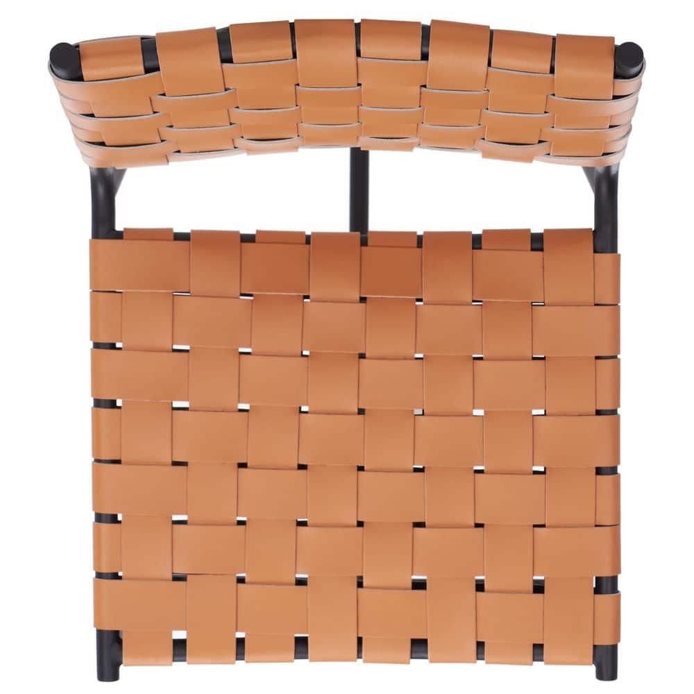 Olenna Woven Counter Stool - BST3011 - Cognac/Black - Safavieh