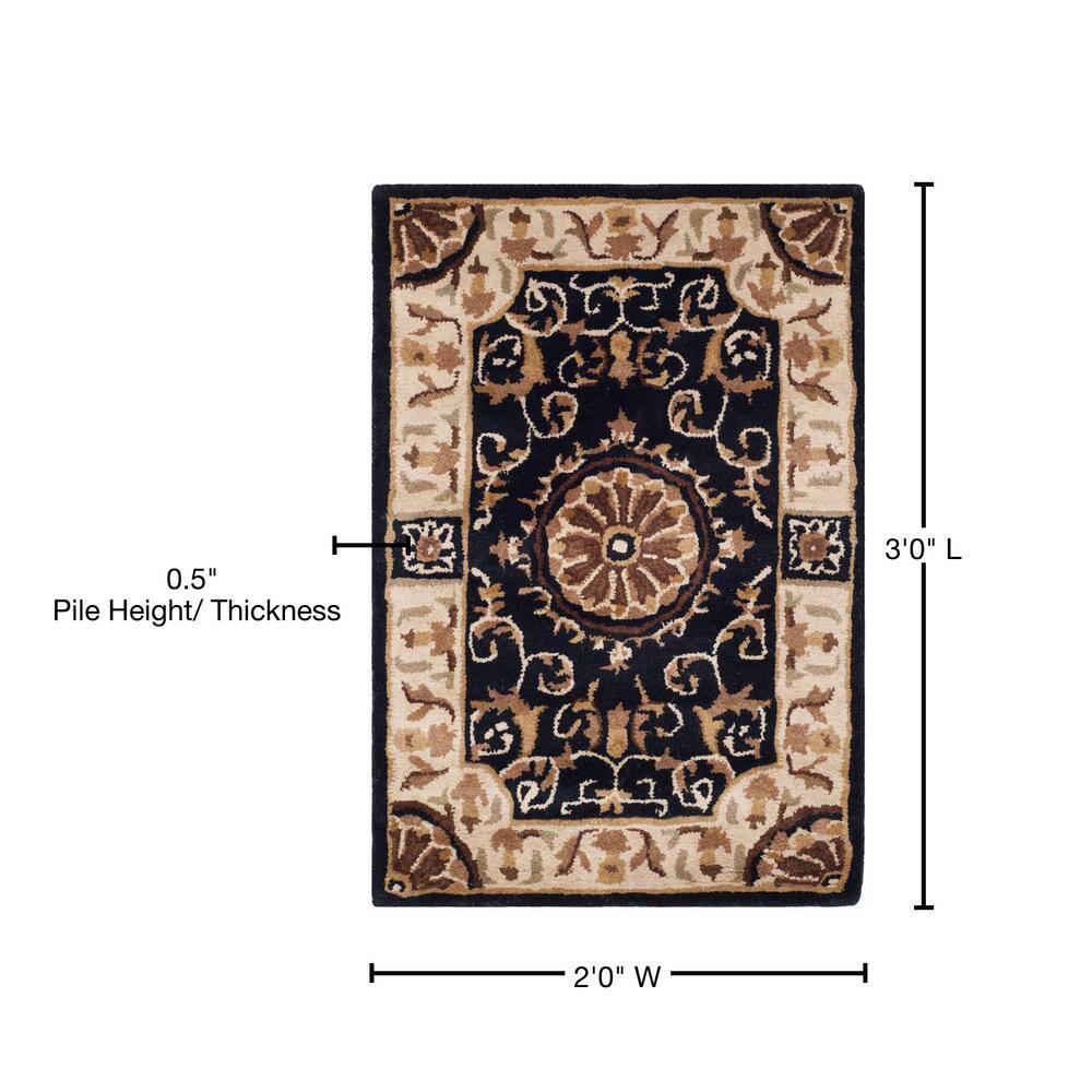 SAFAVIEH Empire Naira Oriental Wool Area Rug, Black/Ivory, 2' x 3'