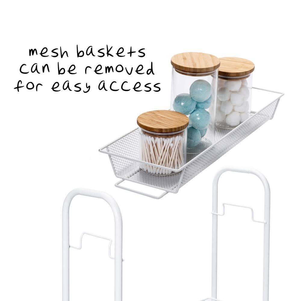 Slim 3-Tier Wire Rolling Storage Cart