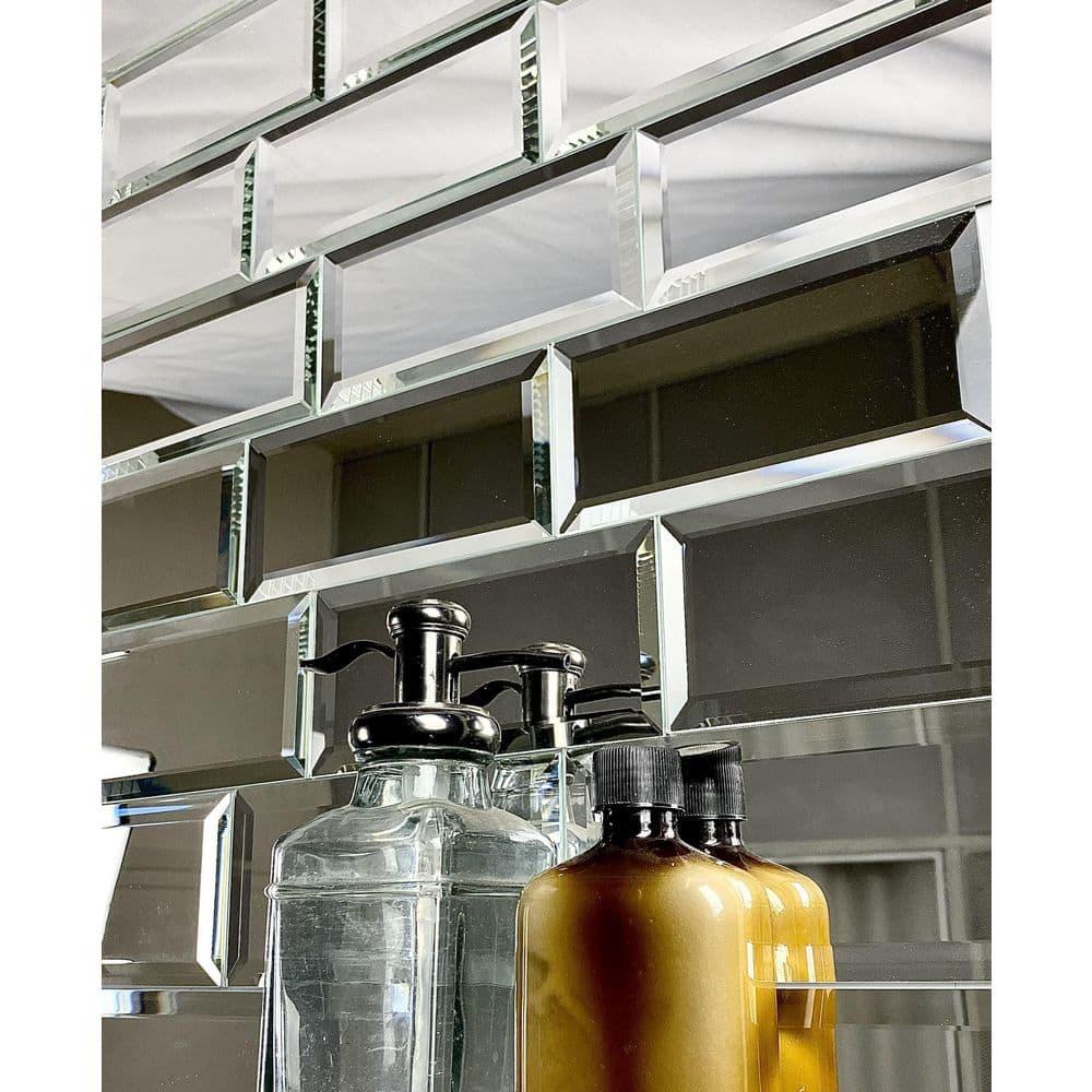 Reflections 3 in. x 6 in. Diamond Grade Glass Mirror Beveled Subway Decorative Kitchen & Bathroom Wall Tile