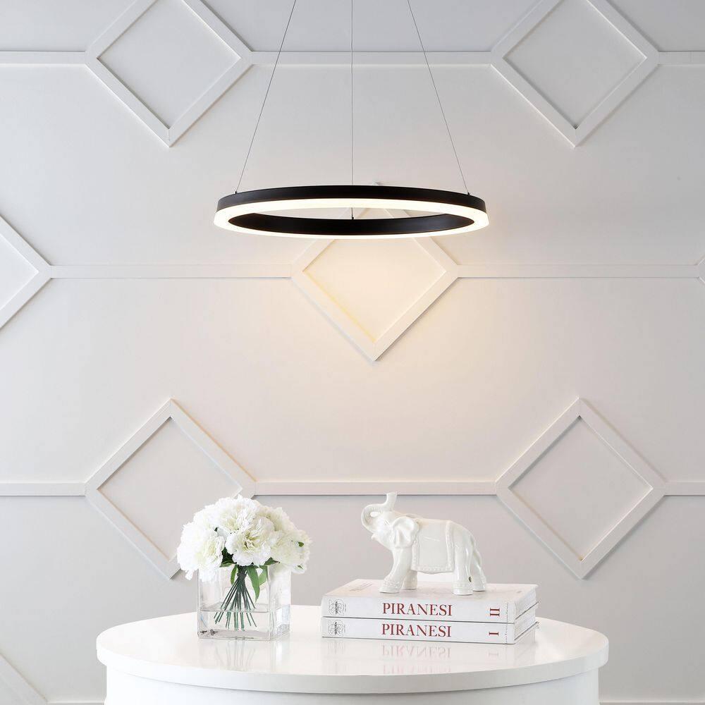 Brice 24" Round Integrated LED Metal Pendant, Matte Black