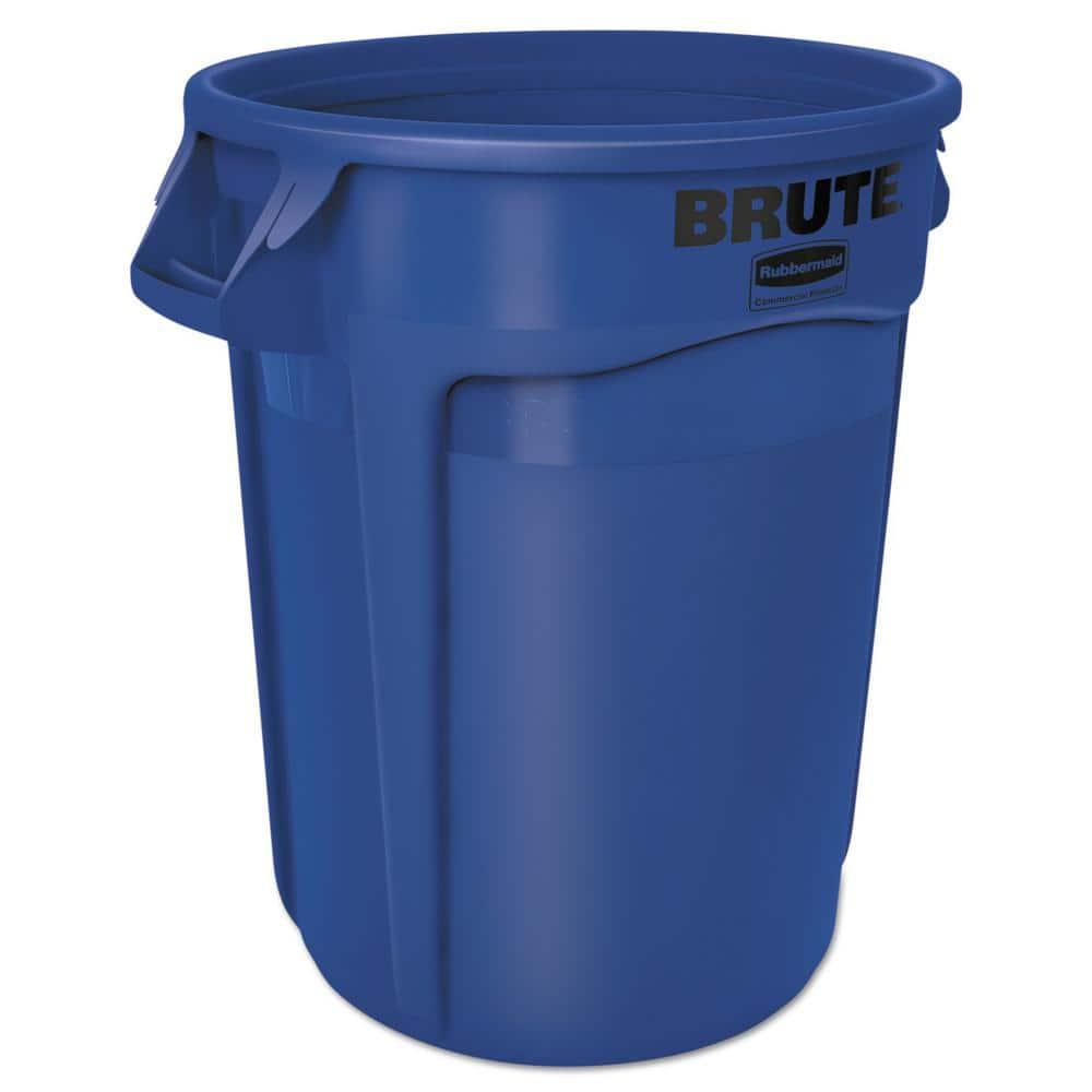 Rubbermaid Commercial Vented Round Brute Container, 32 gal, Plastic, Blue