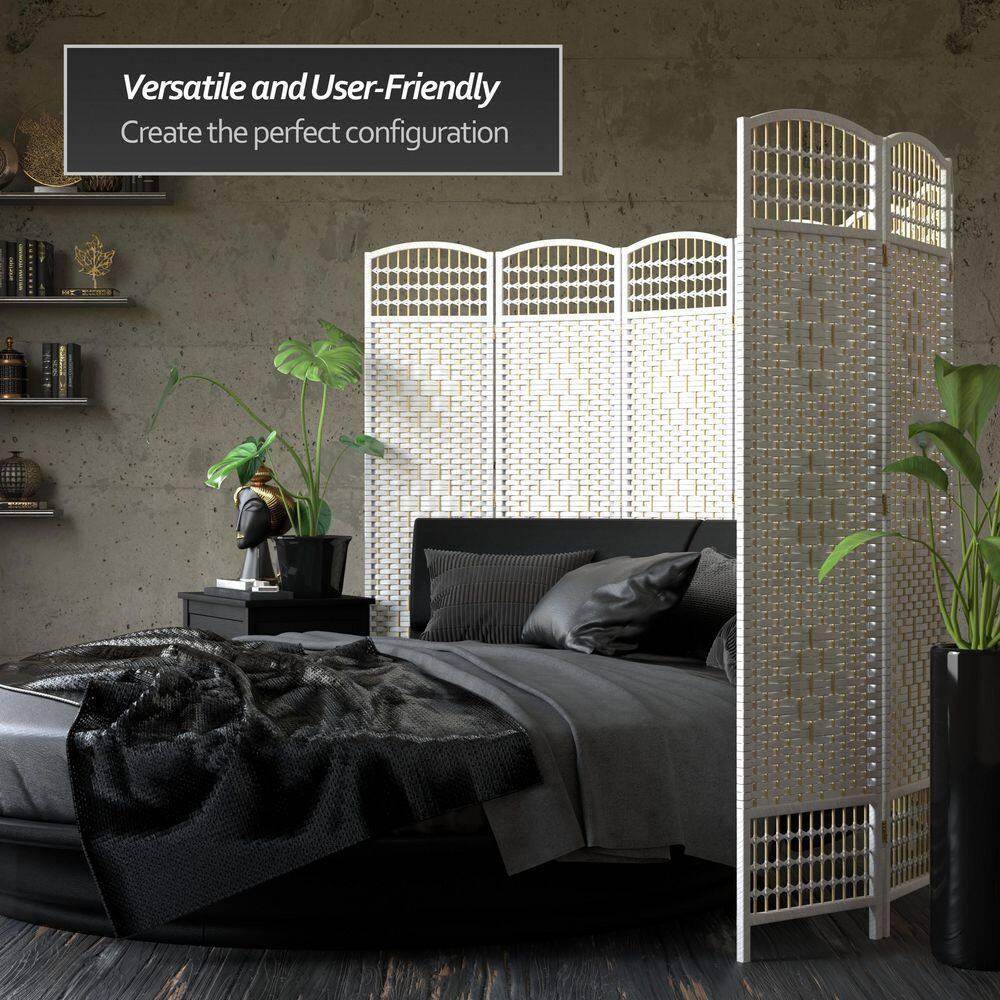 5 1/2 ft. Tall Fiber Weave Room Divider - White (4 Panels)